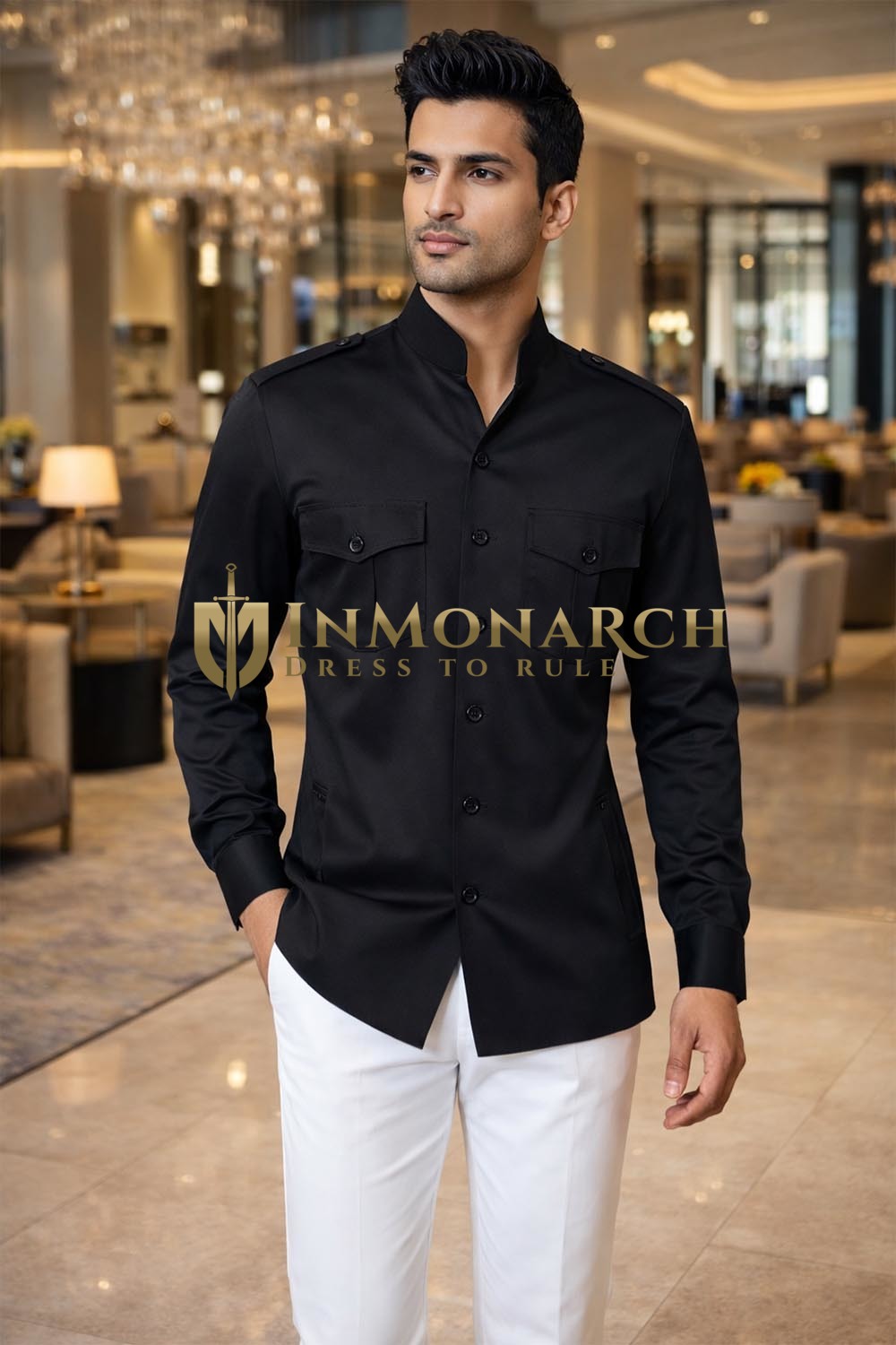 トップス BLACK BRICK Dry Active Safari Shirt L Black Safari Shirt for Men Casual Wear | InMonarch