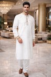 Kurta pyjama lino blanco con yute