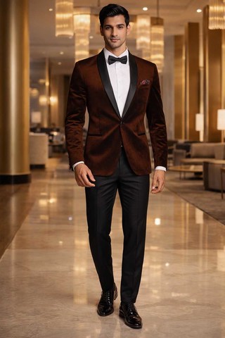 Blazer bordeaux à col châle noir