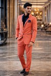 Mens Salmon 4 Piece Tuxedo Suit Notch Lapel Wedding Formal Prom Outfit