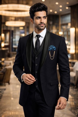 Esmoquin negro clásico hombre 4 piezas