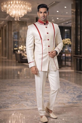 Traje esmoquin crema compromiso hombre