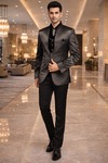 Traje fiesta gris oscuro 2 botones 5 piezas