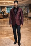メンズワインベルベットタキシード5点セット