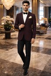 Mens Chocolate Notch Lapel Two Button Tuxedo Suit 5 Piece Set