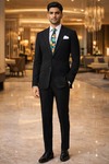 Designer schwarzer Hochzeits-Smoking Herren 2 Knöpfe