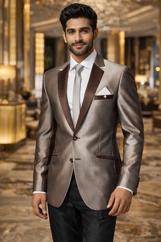 Bronzefarbener Tuxedo Anzug 6-teilig Herren