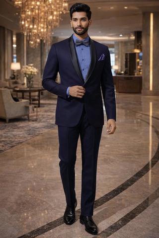 Eleganter Smoking Herren Blau – 5-teilig