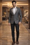 Mens Gray Linen Safari Blazer 1 Piece Notch Lapel Casual Formal Wear