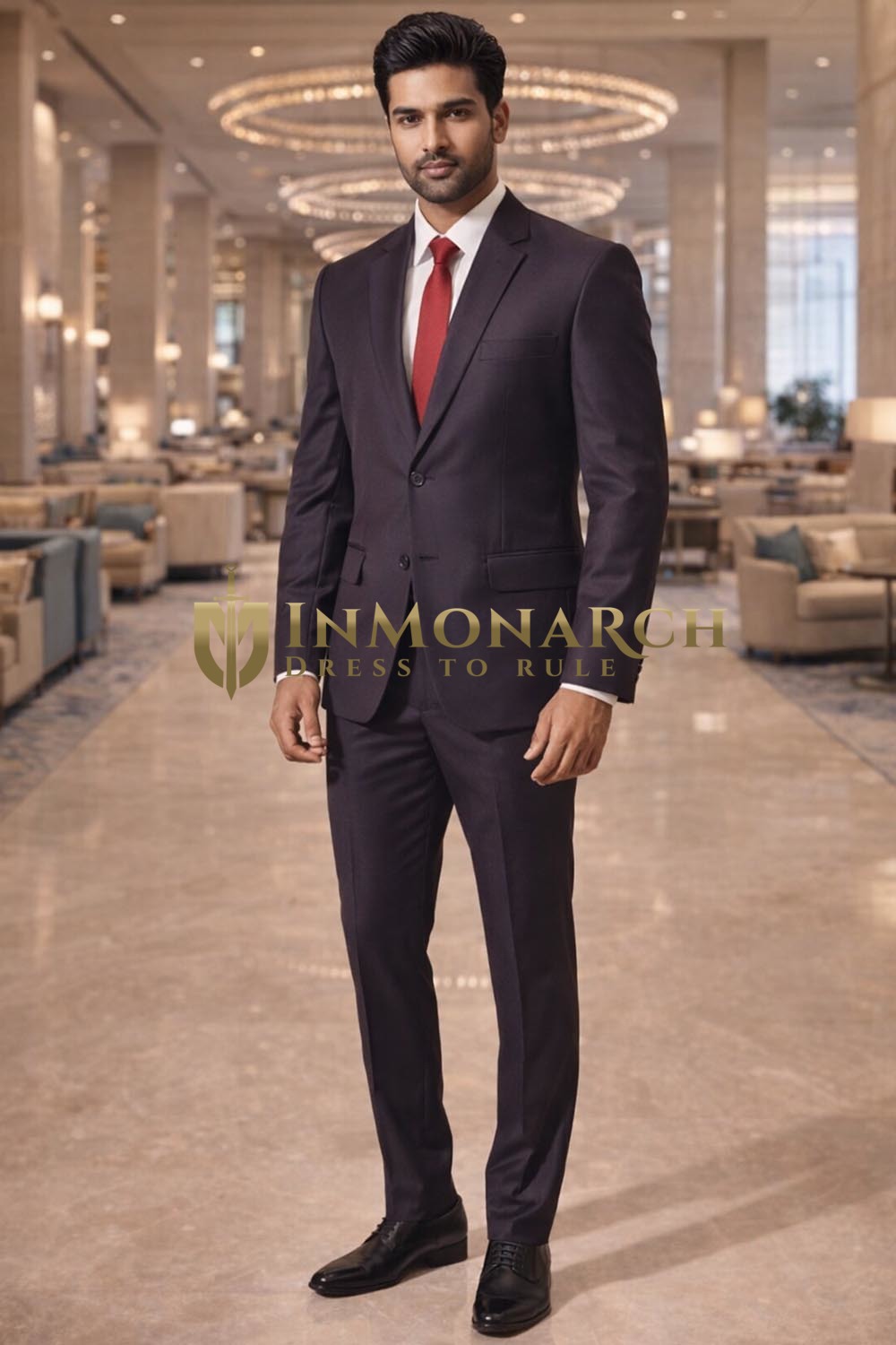 Traje fiesta hombre solapa clásica vino 4 piezasv
