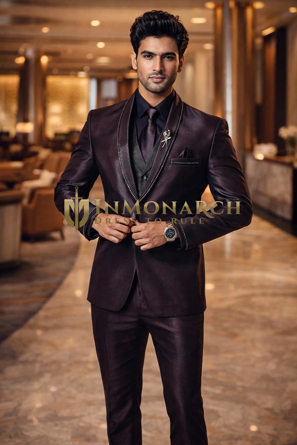 Mens Black 2 Piece Tuxedo Suit Designer Two Button Formal Party Outfit