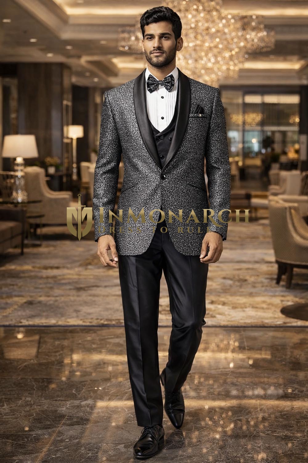 Mens Gray 3 Piece Tuxedo Suit One Button Formal Wedding Outfit Wear