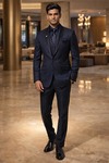 Mens Purple Gray Formal Tuxedo Suit 6Pc Wedding & Party Wear