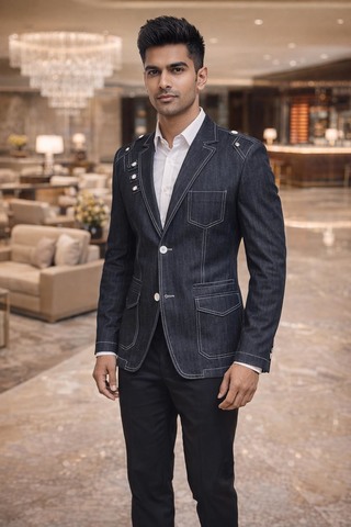 Blazer gris foncé cintré 2 boutons