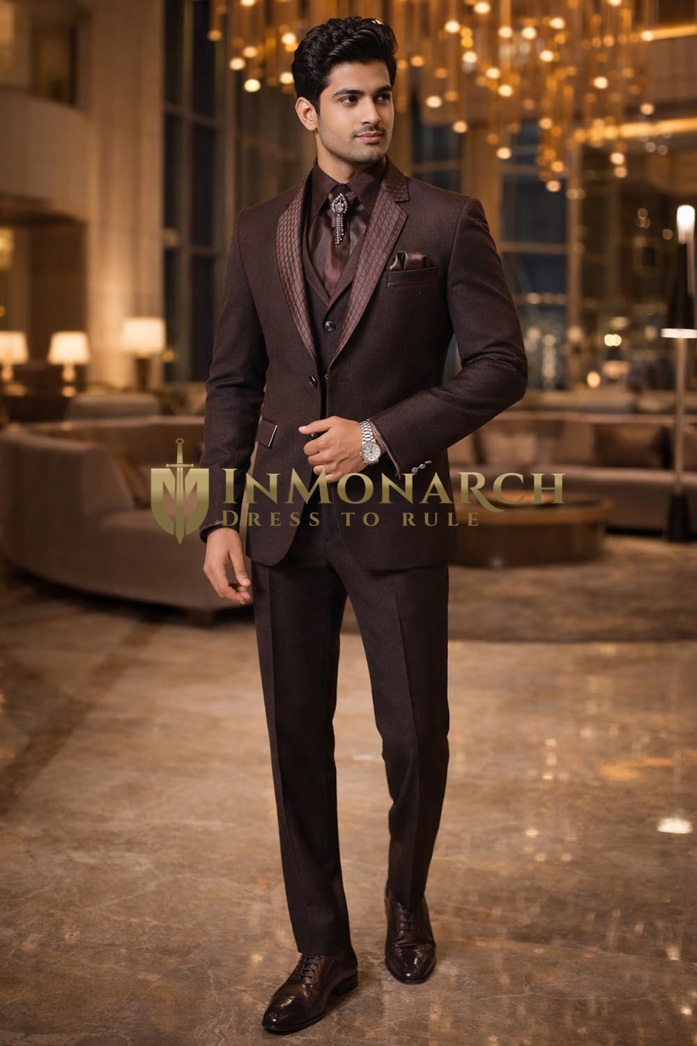 Smoking couture fil marron homme