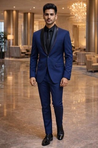 Traje esmoquin azul marino rojo