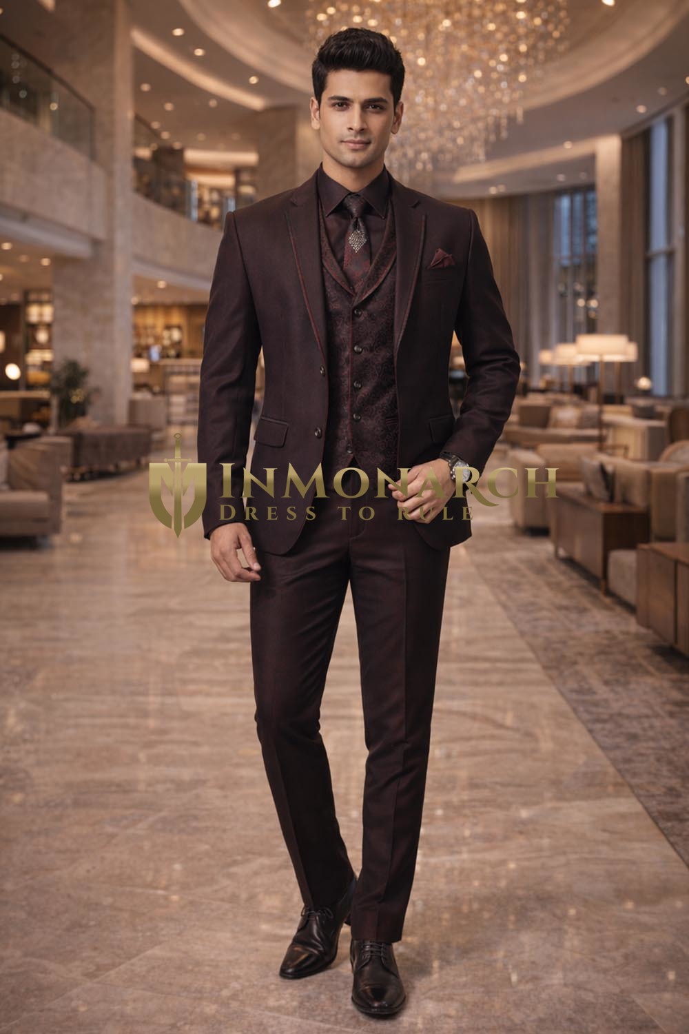 Smoking Herren Braun Einzigartiger Look – 7-teilig