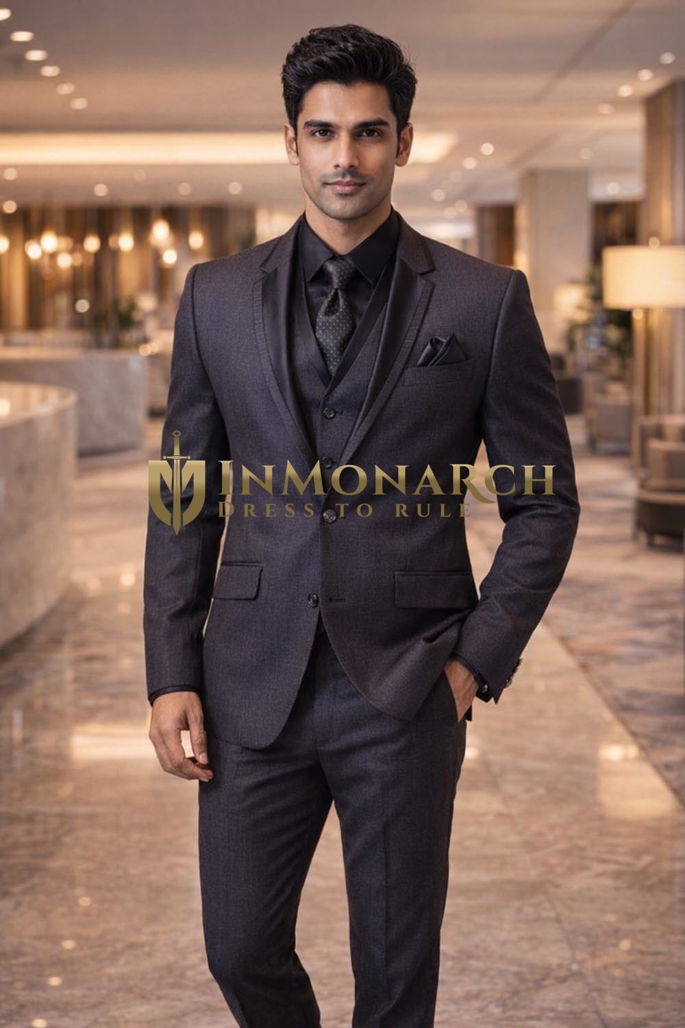 Mens Purple Wine Lapel Tuxedo Suit 6pc Groom Formal Dinner Outfit Wear