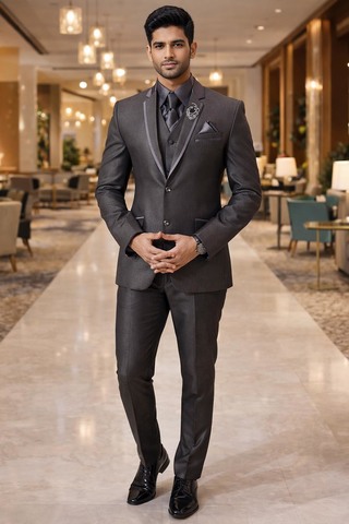 Traje esmoquin gris clásico elegante