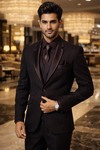 Mens Wine Two Button Tuxedo Suit 7pc Slim Fit Wedding Formal Wear