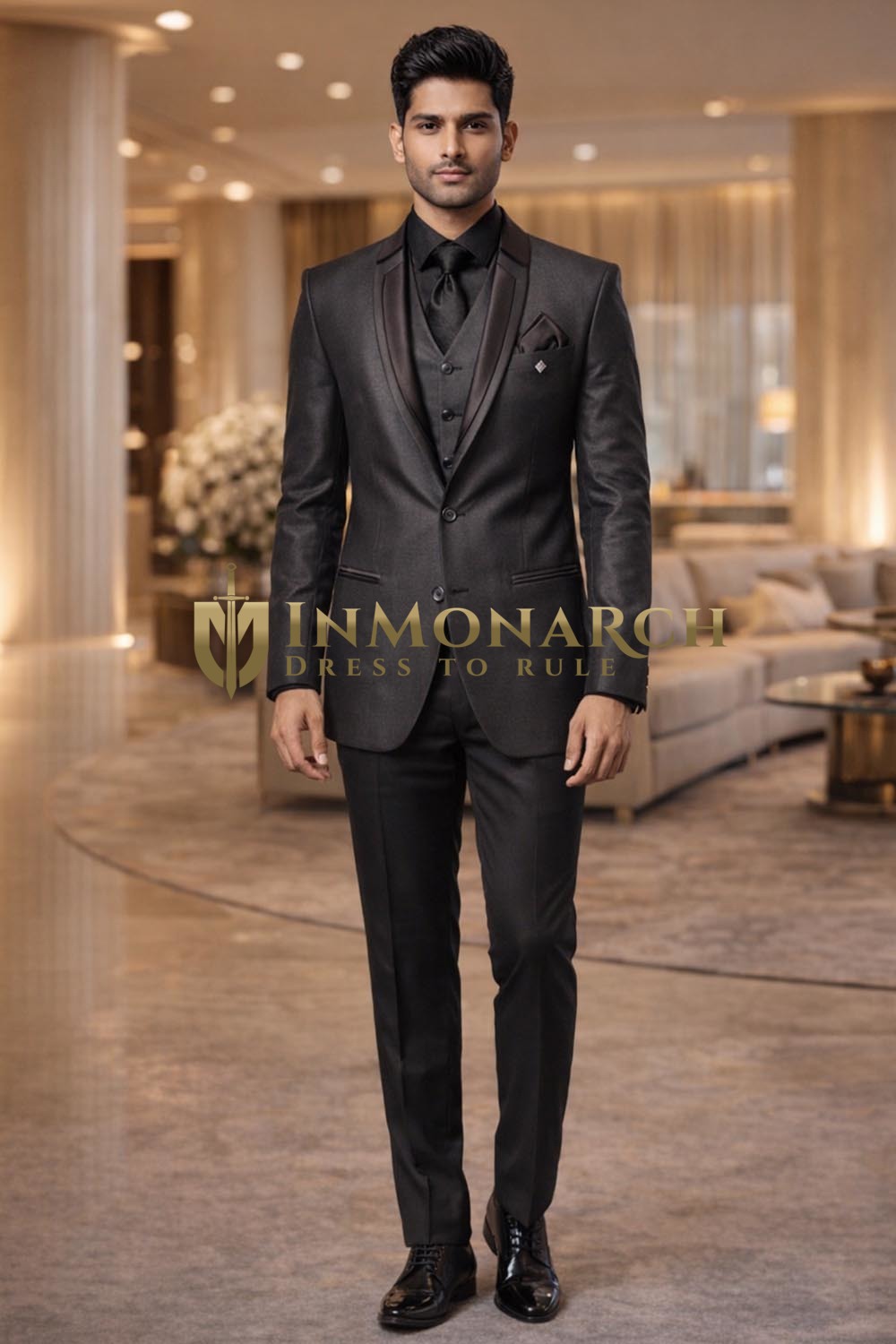 Mens Brown Partywear Tuxedo Suit 7pc Wedding Formal Evening Wear