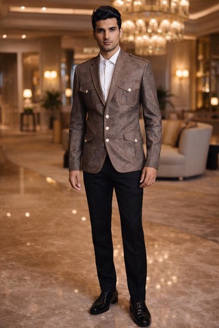 Blazer gris clair à rabats