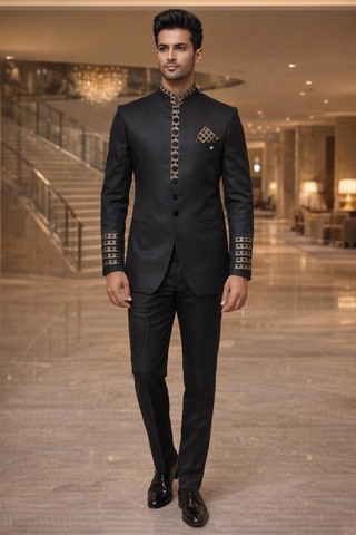 Hochzeits Jodhpuri Anzug schwarz Herren