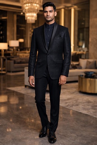 Elegante esmoquin negro hombre 4 piezas