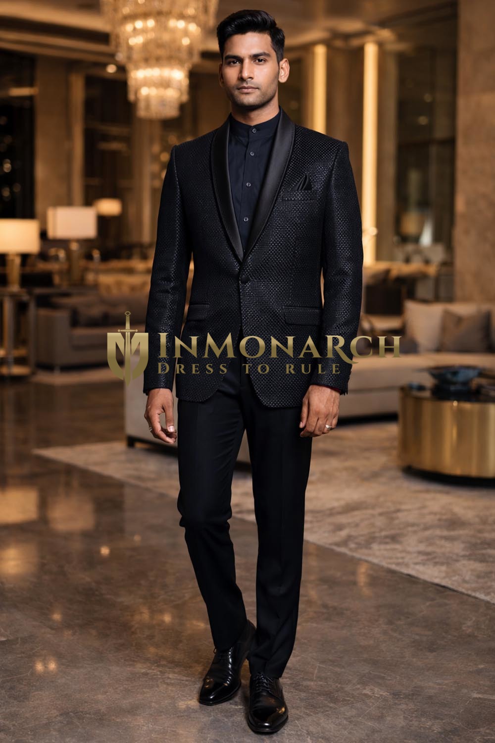 Elegante esmoquin negro hombre 4 piezas