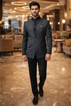 Mens Charcoal Gray 3 Piece Designer Tuxedo Suit Formal Evening Outfit