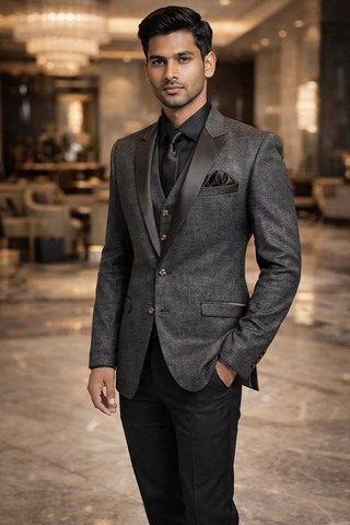 Herren Smoking grau-lila 6-teilig