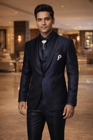 Brauner Tuxedo mit schwarzem Samt