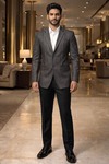 Mens Charcoal Gray 1 Piece Three Button Notch Lapel Blazer Jacket