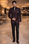 Velvet Tuxedo Anzug weinrot 7-teilig