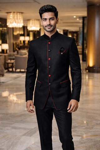 Mens Black 3 Piece Six Button Wedding Tuxedo Suit Formal Groom Outfit