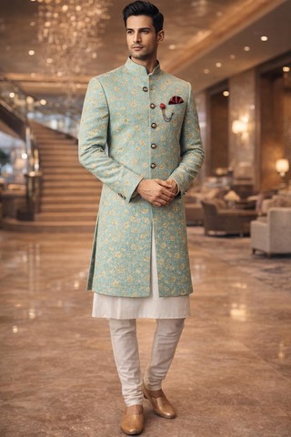 Traje indo occidental boda turquesa