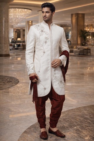 Costume indo occidental crème brodé