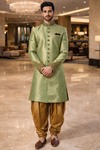 Sherwani indo occidental brodé vert