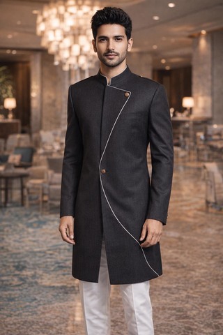 Sherwani indo occidental diseñador negro