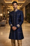 Indo-Western Anzug Blau Kupfer Herren