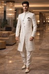 Indo-Western Anzug Weiß Silber Hochzeit