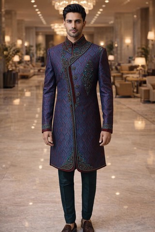 Sherwani indo occidental clásico bicolor