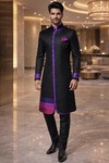 Sherwani negro 8 botones hombre
