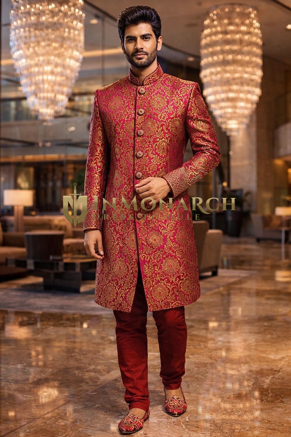 Costume indo occidental carmin magenta
