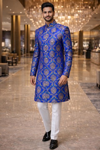 Sherwani azul océano hombre novio