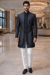 Traje indo occidental cuello Nehru gris