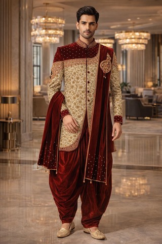 Indowestern dorado bordado estilo real