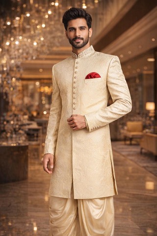 Sherwani ivoire 10 boutons témoin mariage