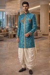 Sherwani jodhpur azul boda hombre
