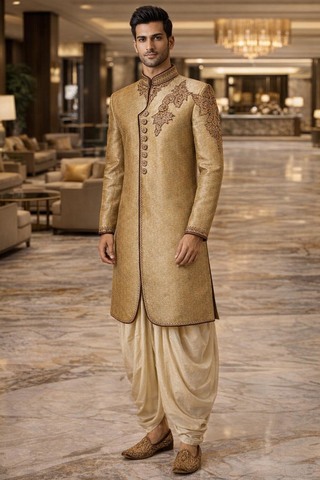 Traje indowestern dorado bordado